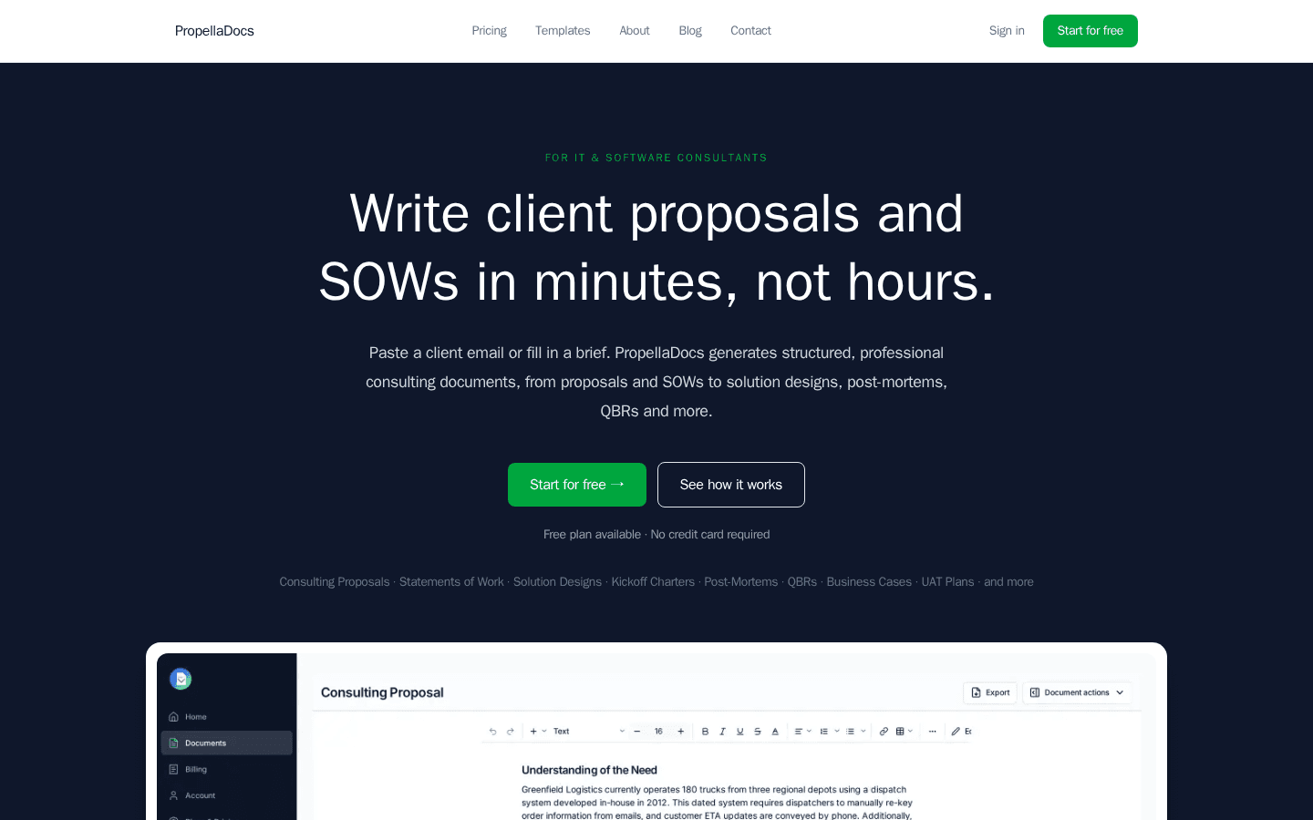PropellaDocs website on a desktop browser